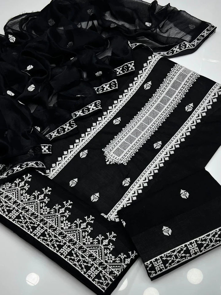 Cross Stich Aari Embroidery 3 Pcs Lawn Suit with Multani Khusa