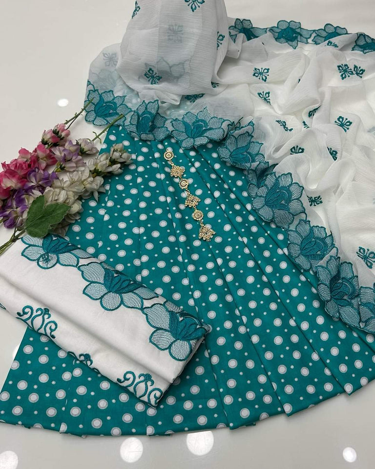 Polkadot Cut Work Lawn 3-Piece Dress