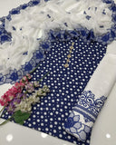 Polkadot Cut Work Lawn 3-Piece Dress