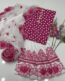 Polkadot Cut Work Lawn 3-Piece Dress