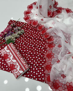Polkadot Cut Work Lawn 3-Piece Dress